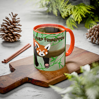 "I'll start over tomorrow" mug with cartoon red panda
