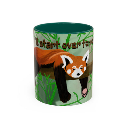 "I'll start over tomorrow" mug with cartoon red panda