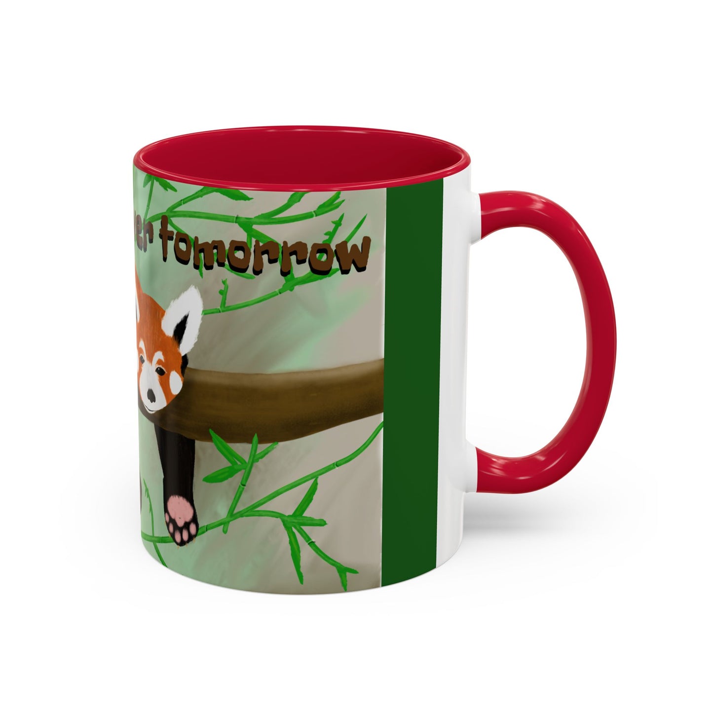 "I'll start over tomorrow" mug with cartoon red panda