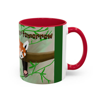 "I'll start over tomorrow" mug with cartoon red panda