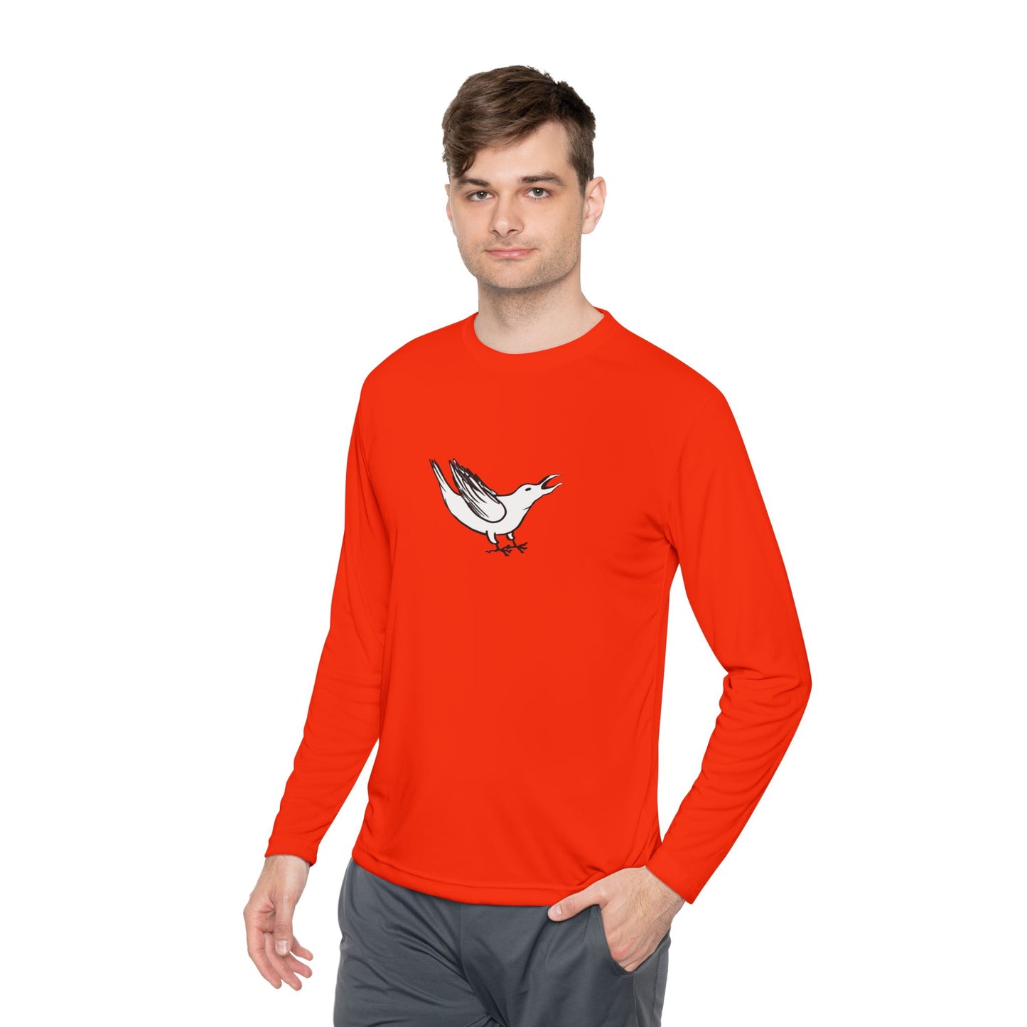 White Crow Yelling on Unisex Lightweight Long Sleeve Tee