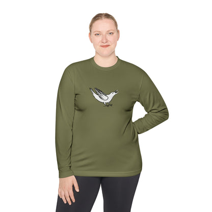 White Crow Yelling on Unisex Lightweight Long Sleeve Tee