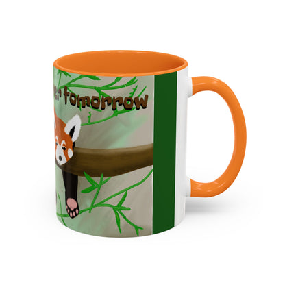 "I'll start over tomorrow" mug with cartoon red panda