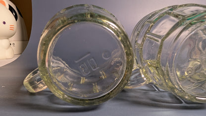 Vintage Chattanooga Glass Co Barrel Root Beer Mugs, Set of 3, Heavy Clear Glass
