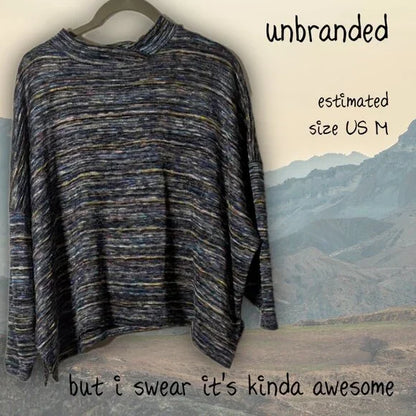 Unbranded Space Dye/Marled Knit Mock Neck Top, Oversized Fit, Size M