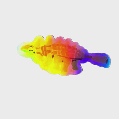 Holographic Ankylosaurus Sticker, 3"x1.5", Waterproof and UV-Protected