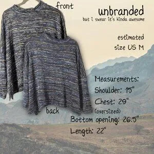 Unbranded Space Dye/Marled Knit Mock Neck Top, Oversized Fit, Size M